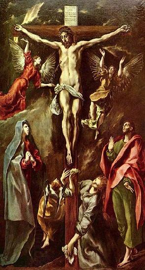 El Greco Christus am Kreuz, mit Maria, Johannes und Maria Magdalena oil painting picture